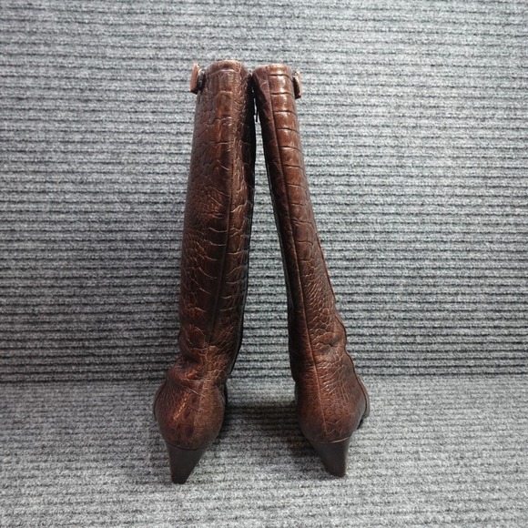 ECCO Boots Womens 9.5 Brown Croc Crocodile Zip Knee high Heels - Picture 2 of 11